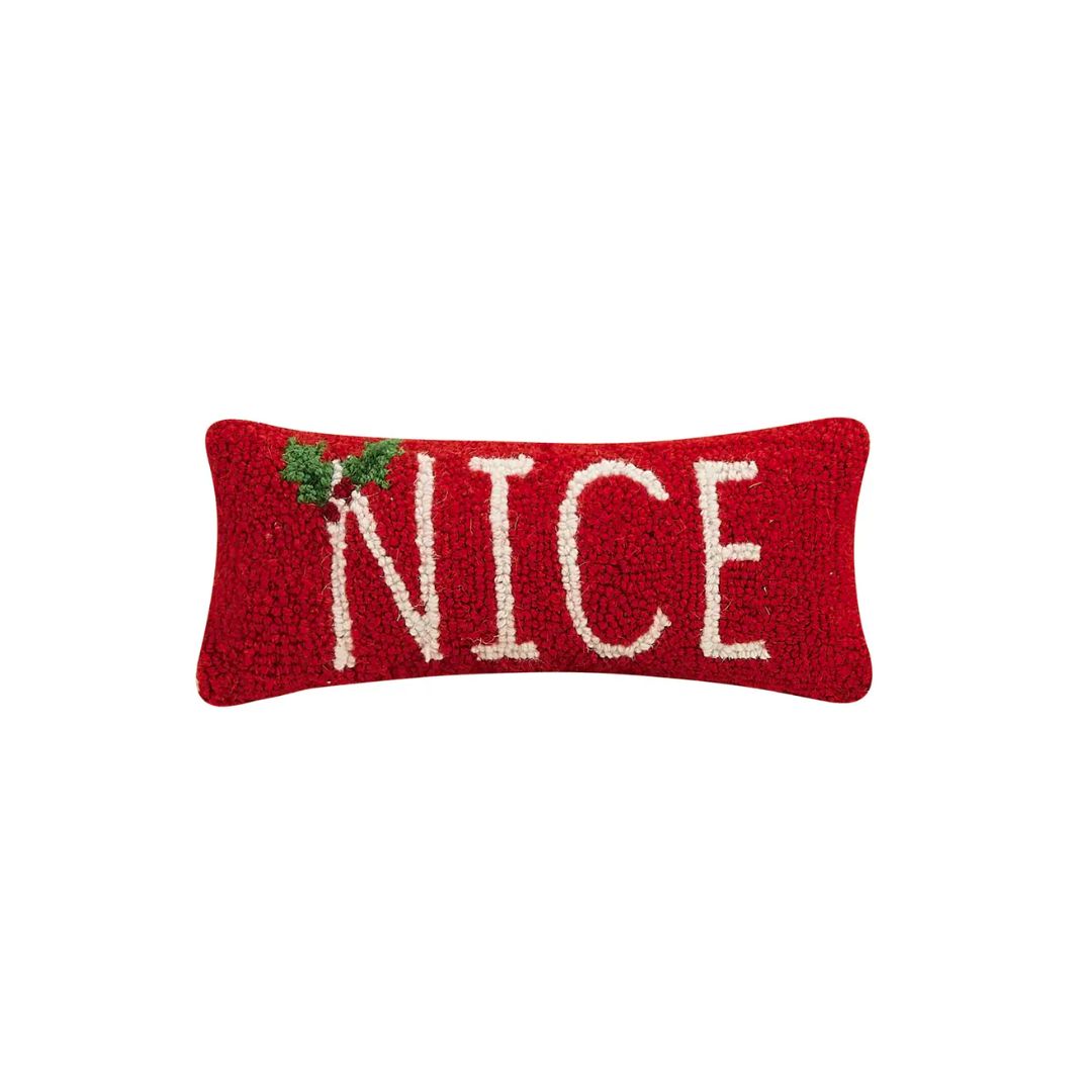 Naughty and Nice Hook Pillow