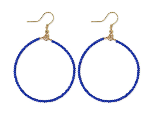 Ink and Alloy Ruby Solid Beaded Hoop Earrings