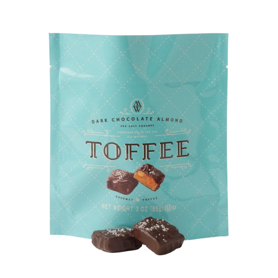 Dark Chocolate Almond Sea Salt Toffee Squares 3oz