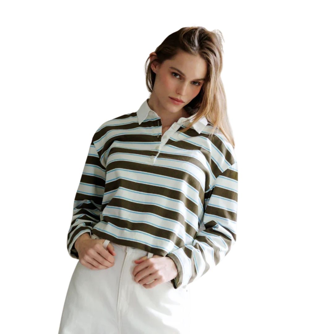Kaya Collared Rugby Striped Long Sleeve
