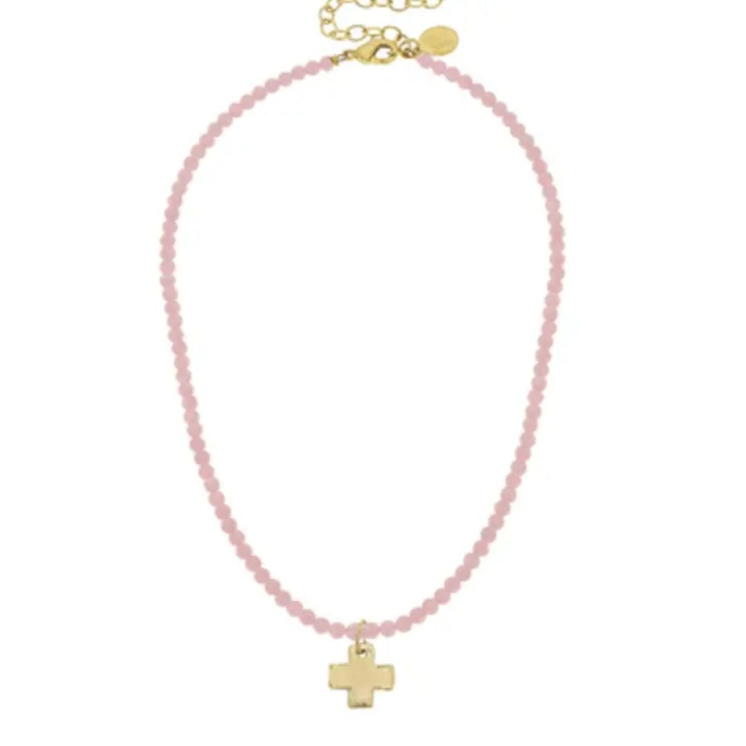 Gold Cross Beaded Necklace