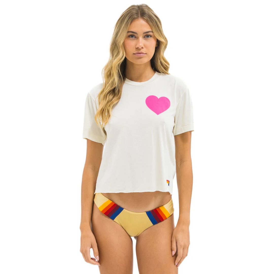 Aviator Nation Heart-Print Boyfriend Tee