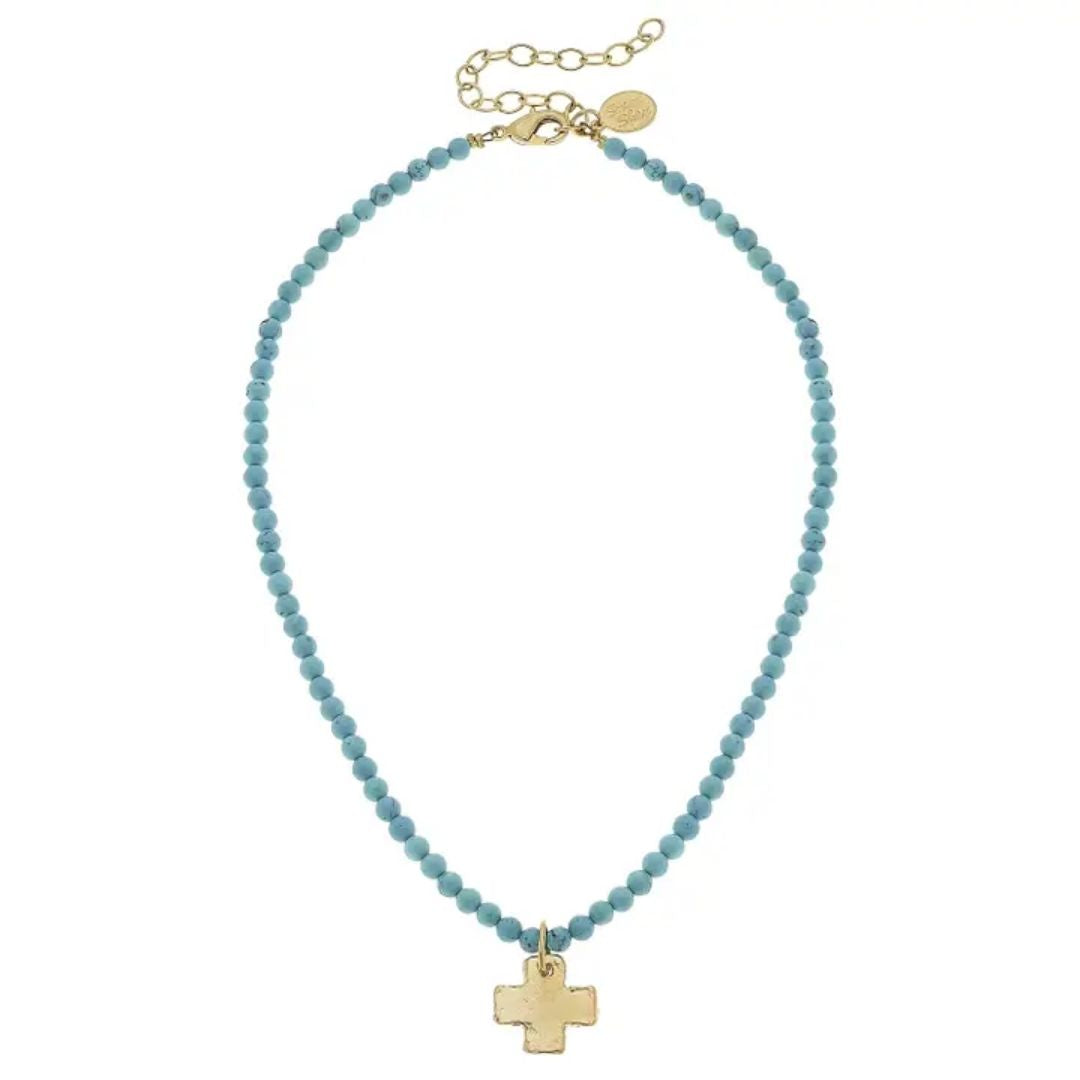 Gold Cross Beaded Necklace