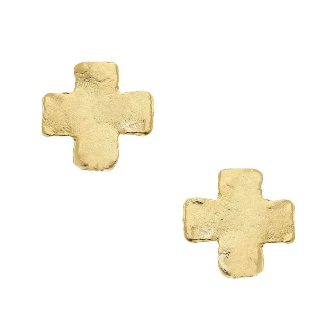 Mini Gold Square Cross Studs