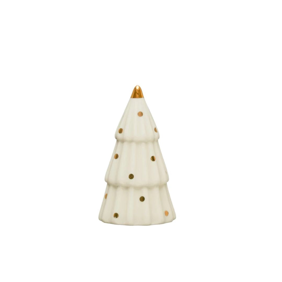 Stoneware White and Gold Dot Tree