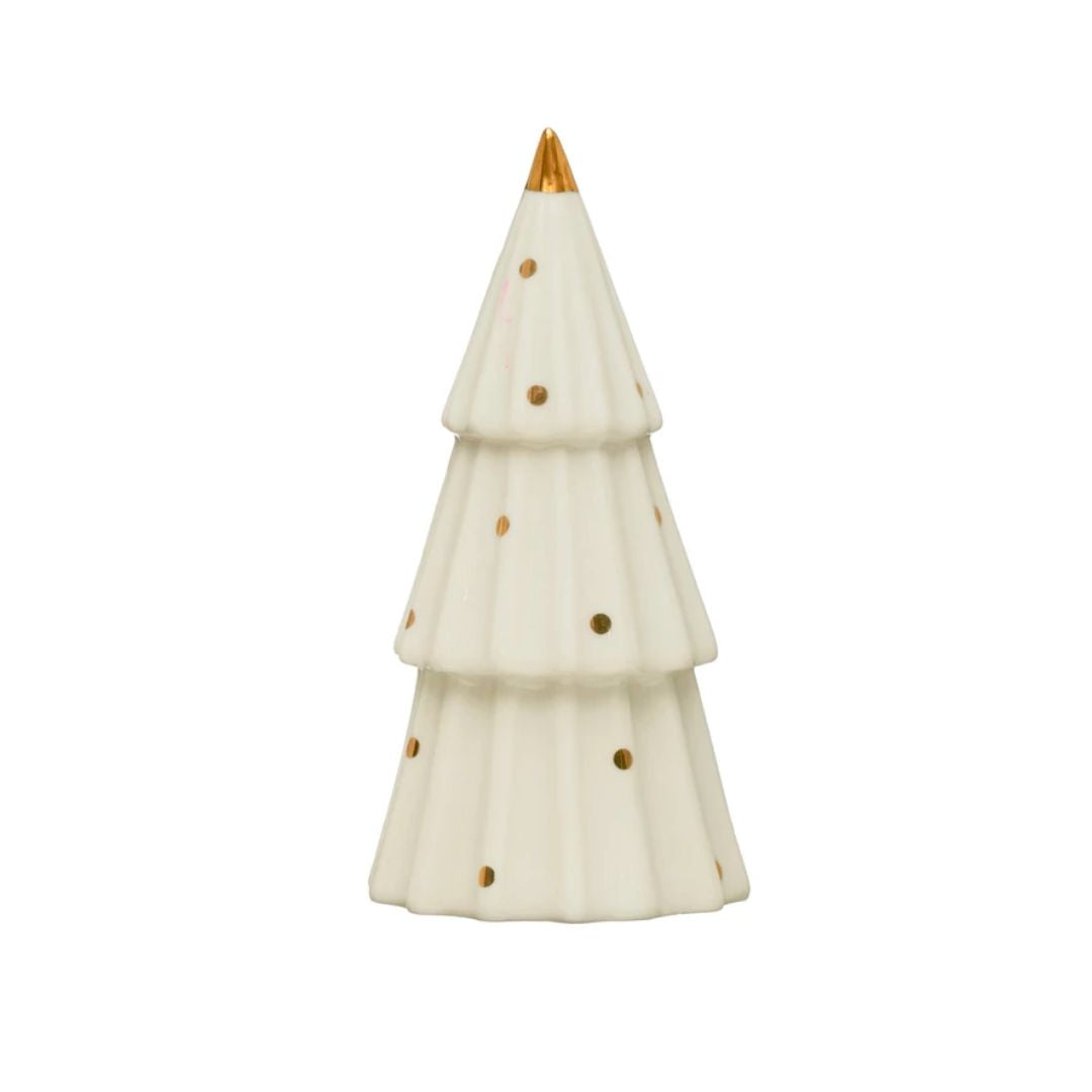 Stoneware White and Gold Dot Tree