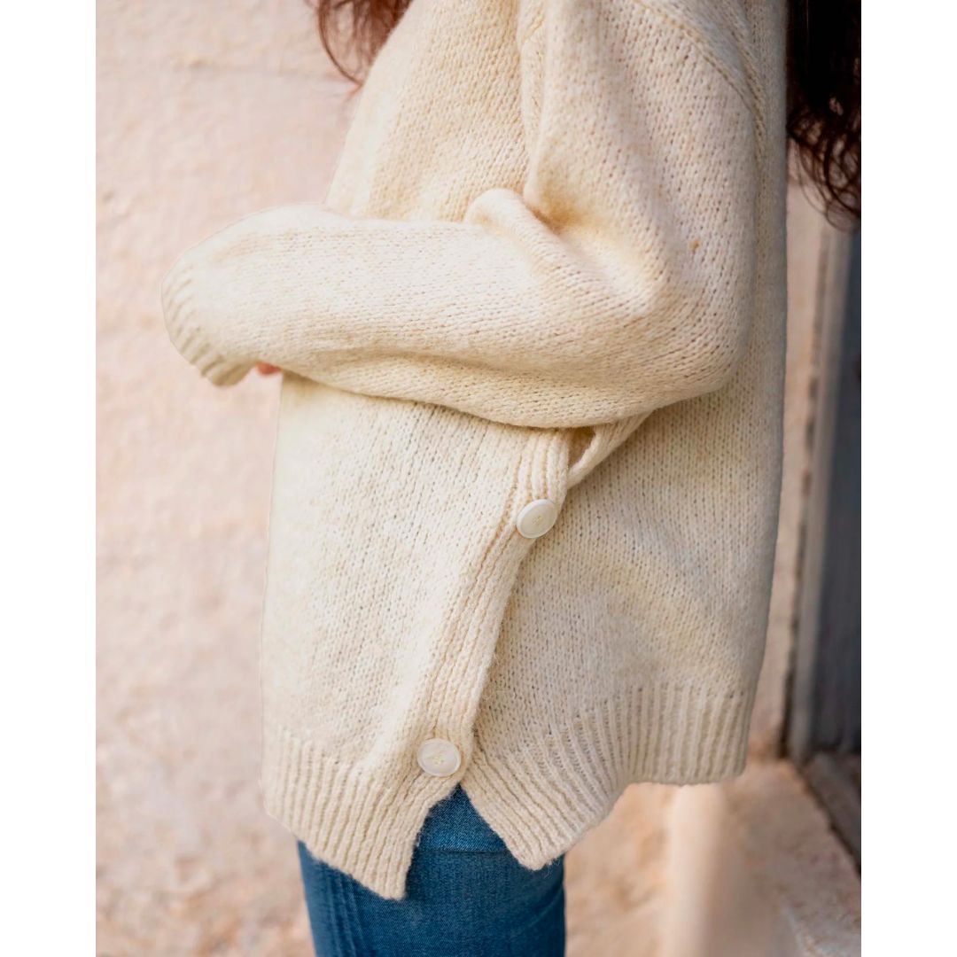 Mer Sea Bari Side Button Crewneck Sweater