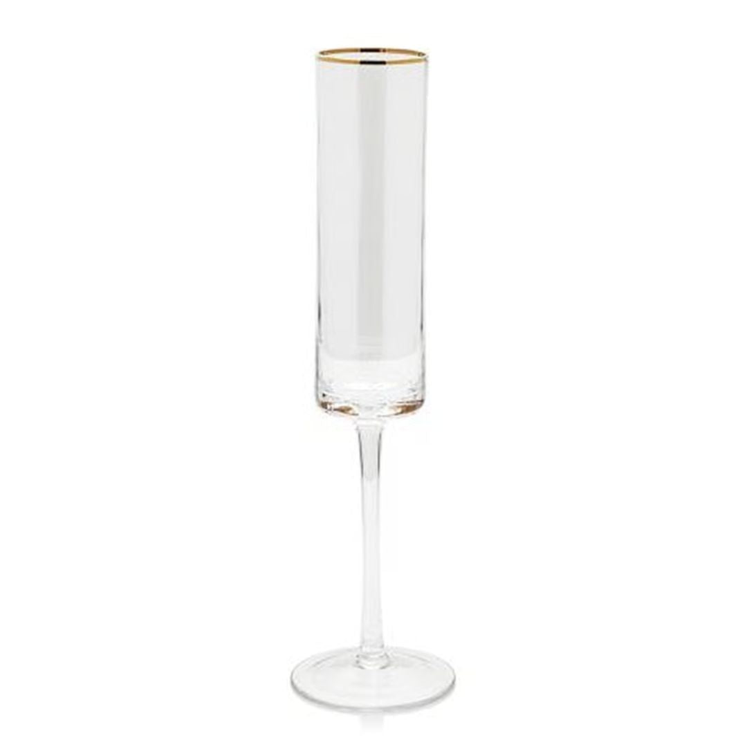 Optic Champagne Flute w/Gold Rim