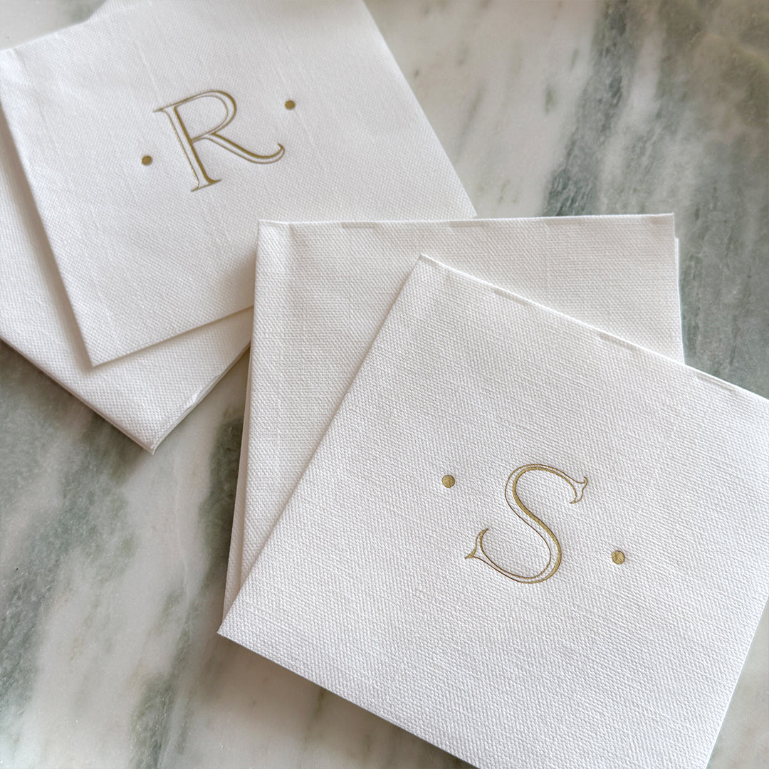 Gold Initial Cocktail Napkins