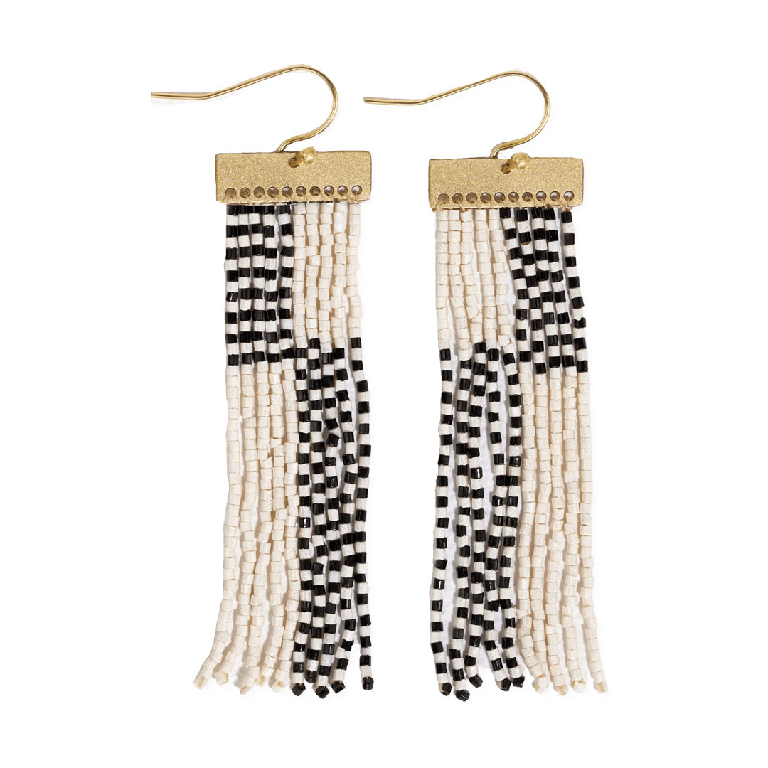Ink and Alloy Lana Hanger Colorblocks Beaded Fringe Earrings