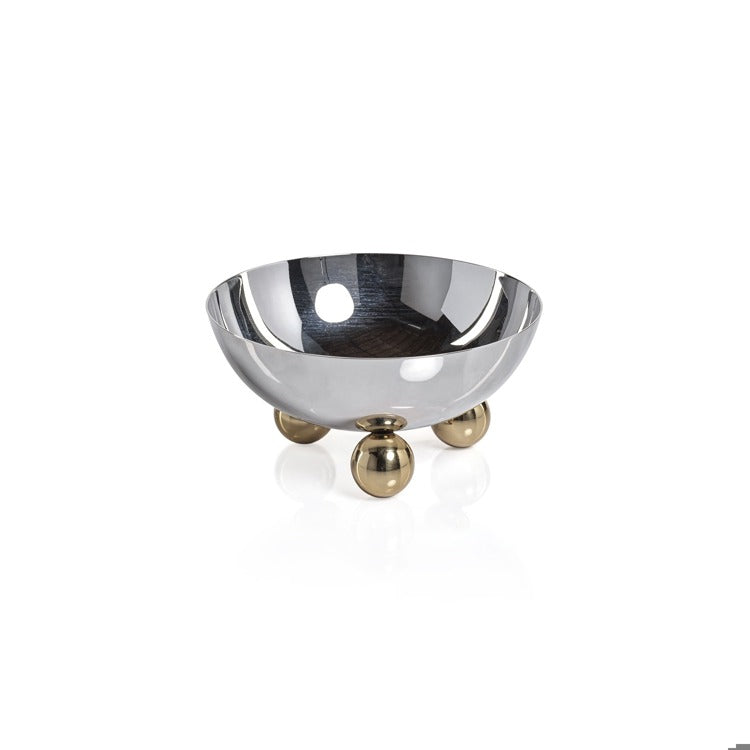 Condiment Bowl- Polished Nickel with Gold Feet
