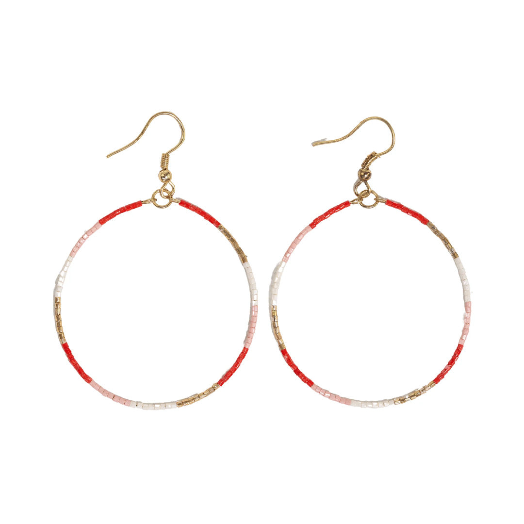 Ink and Alloy Kelly Color Block Beaded Hoop Earrings