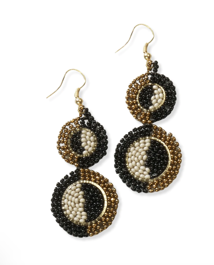 Ink and Alloy Kara Half Circles Beaded Earrings
