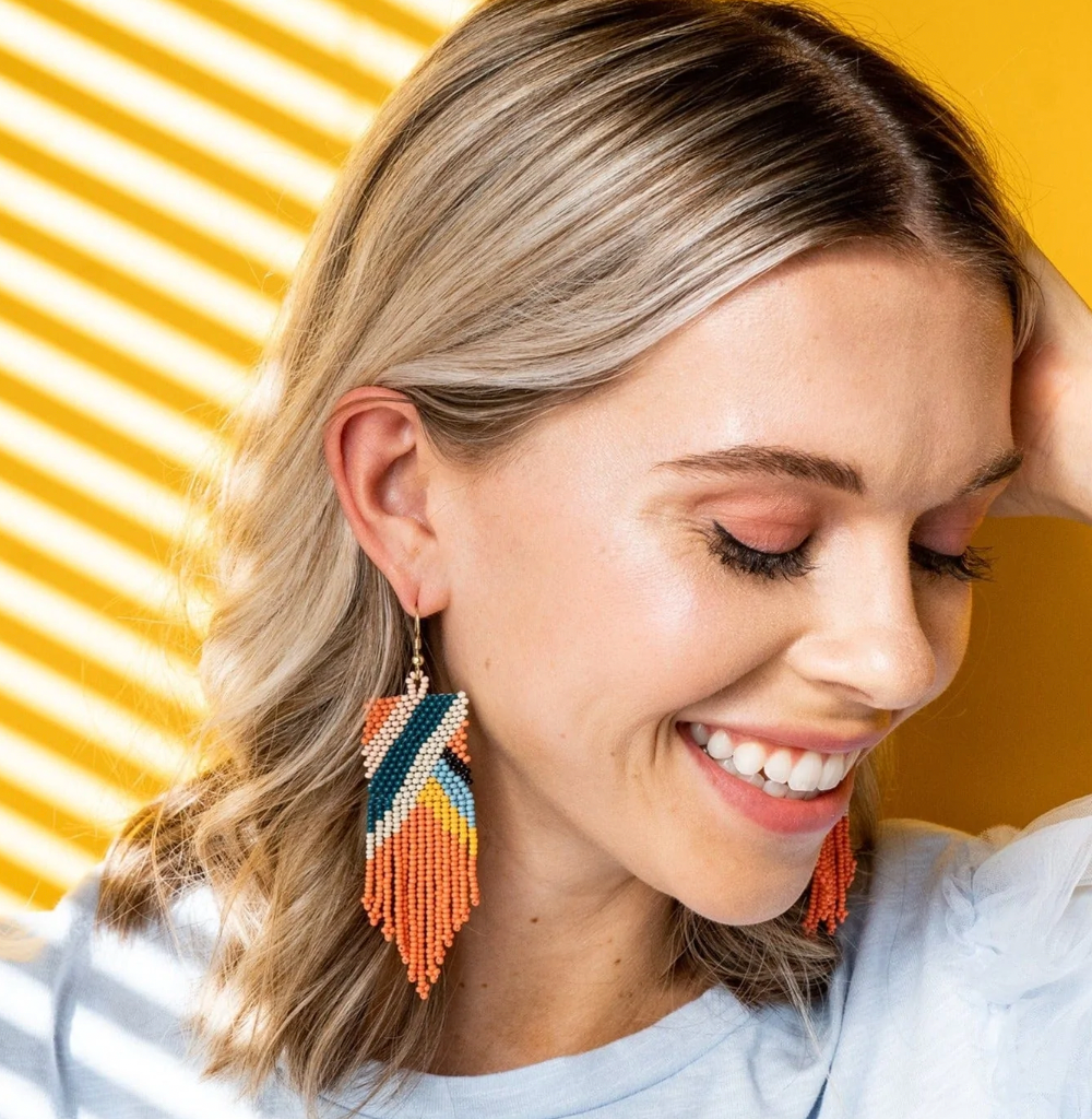 Ink and Alloy Fiona Angles Beaded Fringe Earrings