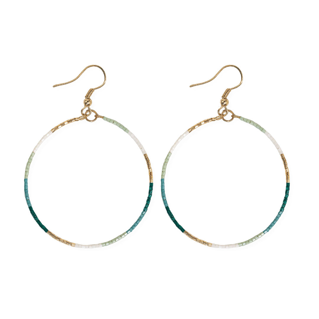 Ink and Alloy Kelly Color Block Beaded Hoop Earrings