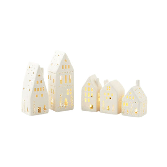 Lighted Silhouette Houses Set