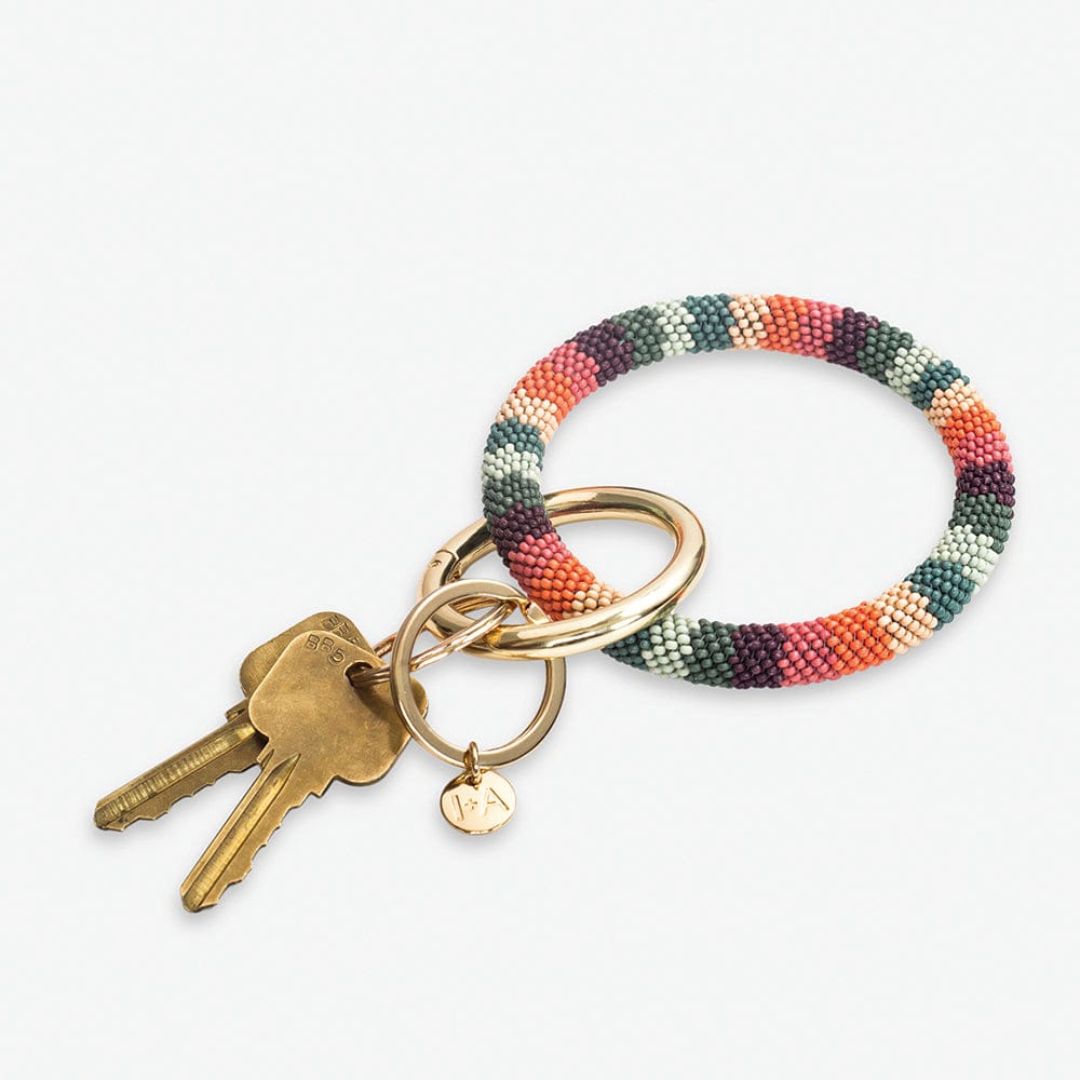 Chloe Stripe Beaded Key Ring Bracelet