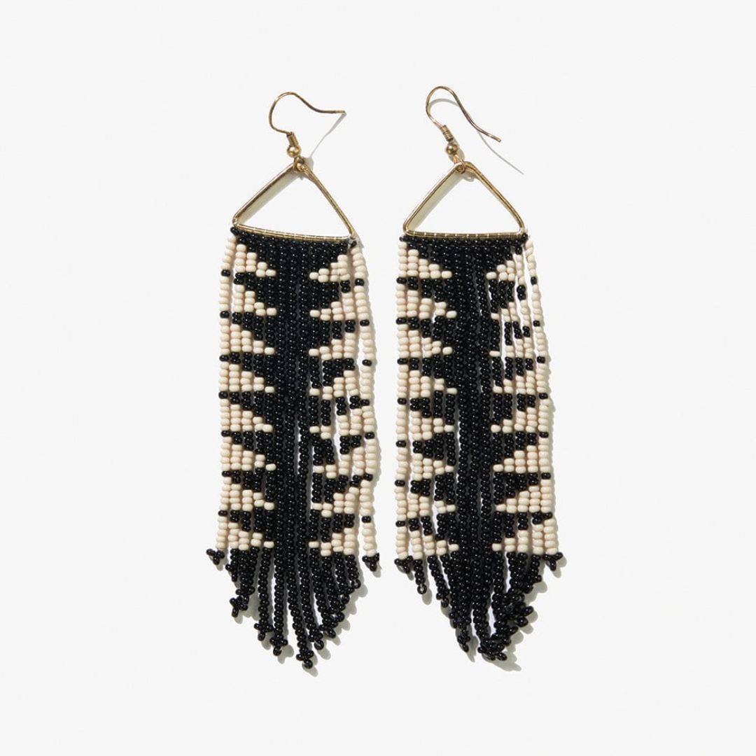 Ink and Alloy Emilie Arrow Beaded Fringe Earrings