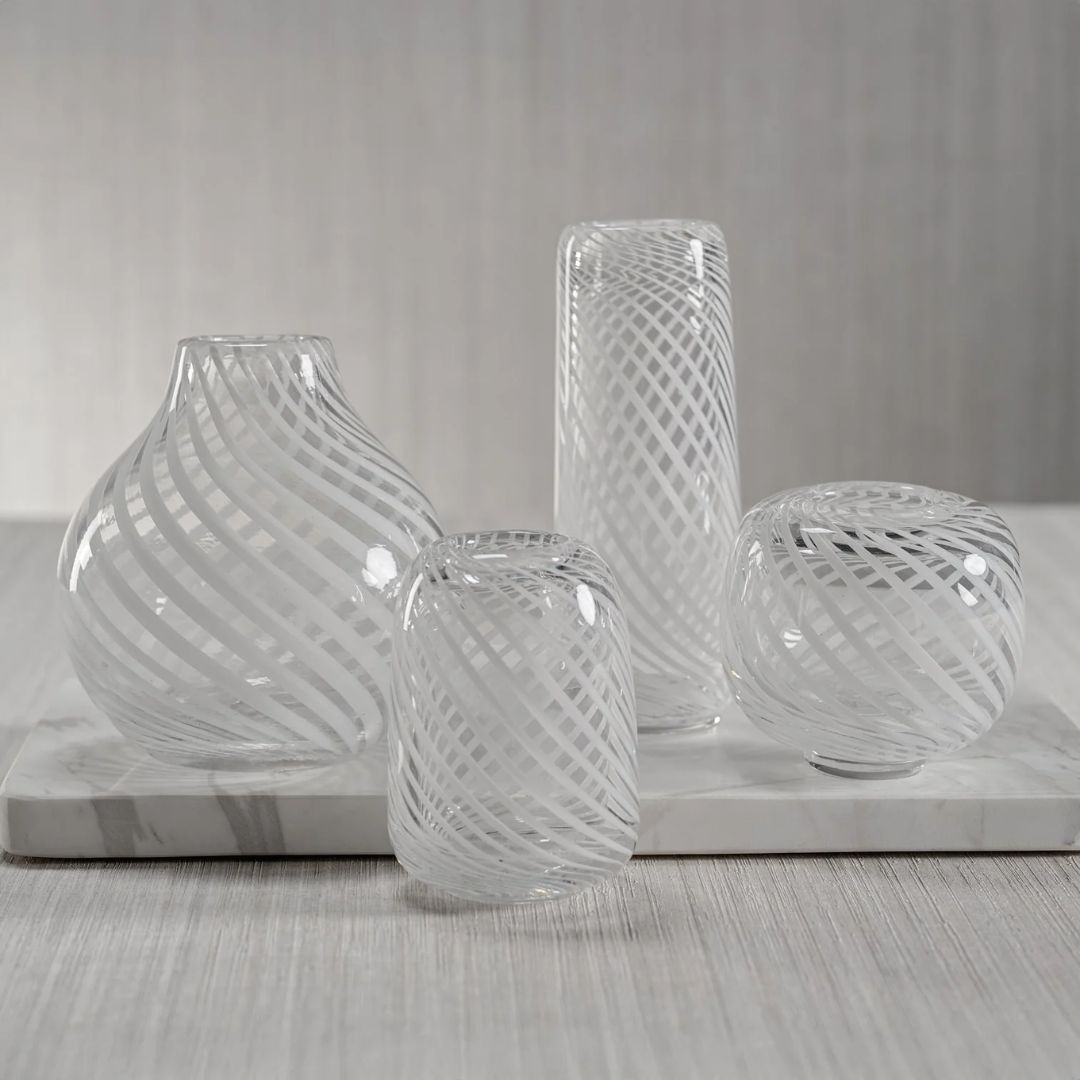 Claire Clear Bud Vase with Swirl