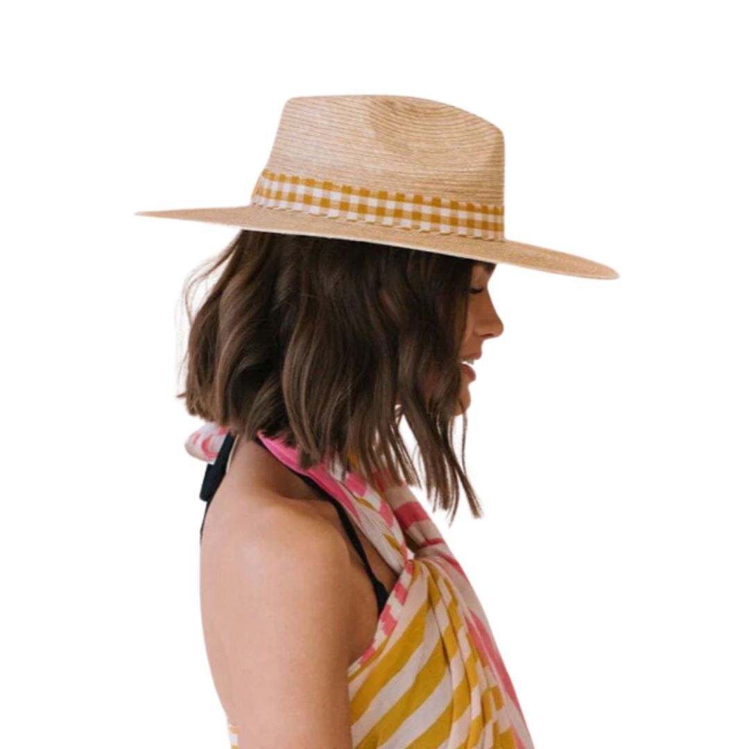 Sunshine Tienda Lidia Gingham Palm Hat