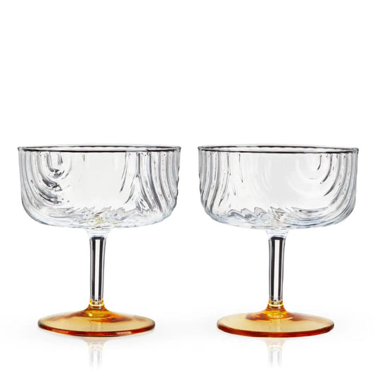 Deco Gatsby Gold Glass Coupes Set of 2