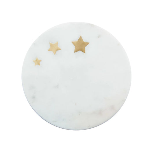 Marble Pedestal with Inlaid Brass Stars