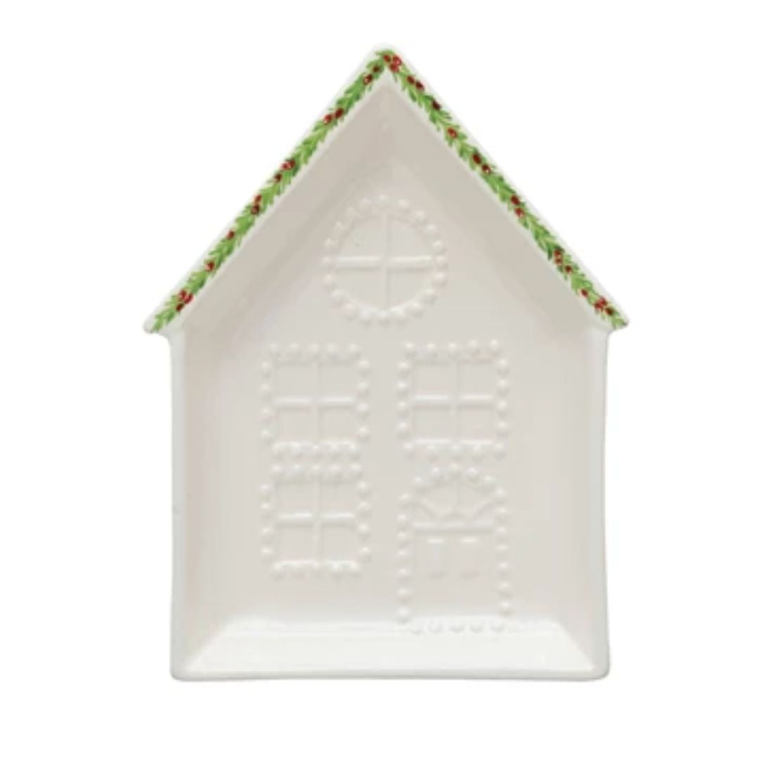 Holiday Embossed Stoneware House Plate