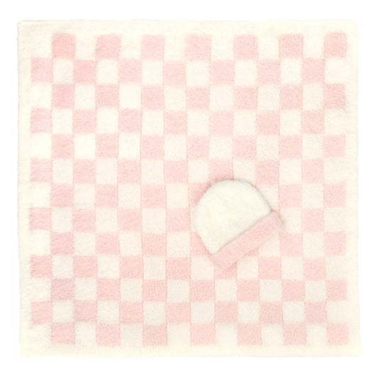 Kashwére Checkered Baby Blanket and Cap