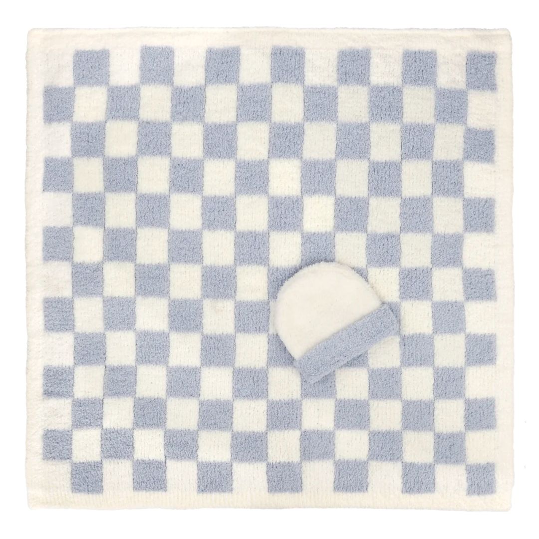 Kashwére Checkered Baby Blanket and Cap