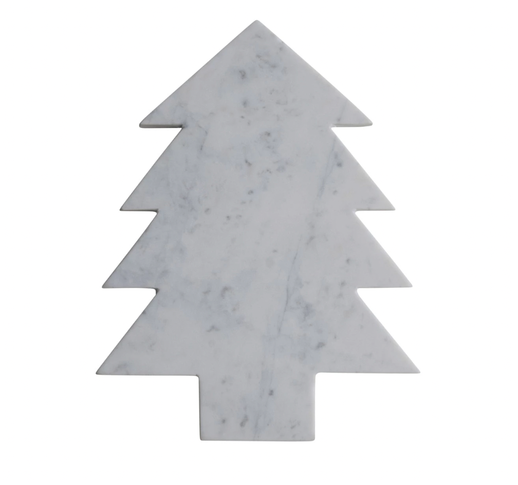 Holiday Marble Tree Shaped Cheese/Cutting Board- White