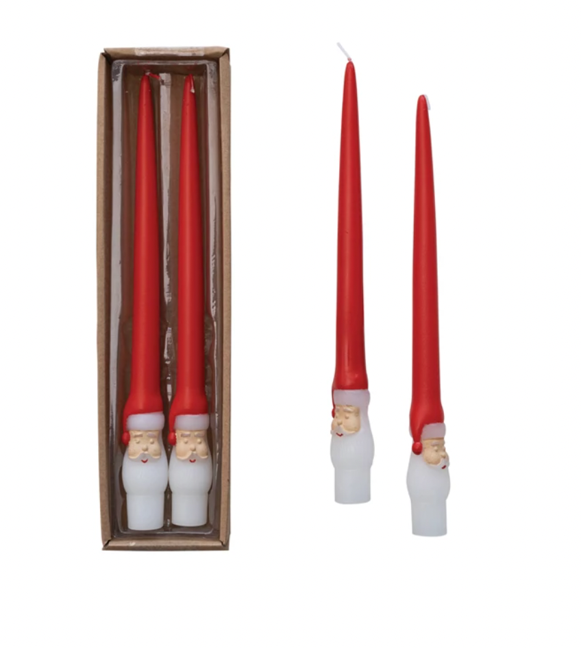 Holiday Unscented Santa Taper Candles