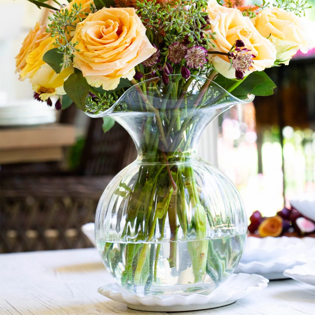 Hibiscus Glass Medium Fluted Vase