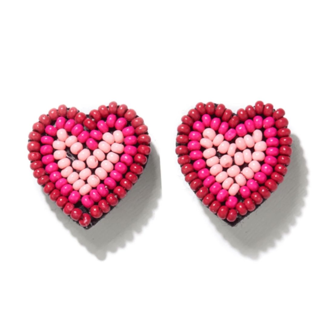 Ink and Alloy Beaded Heart Post Earrings