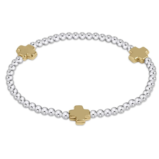 E Newton Signature Cross Mixed Metal Bracelet