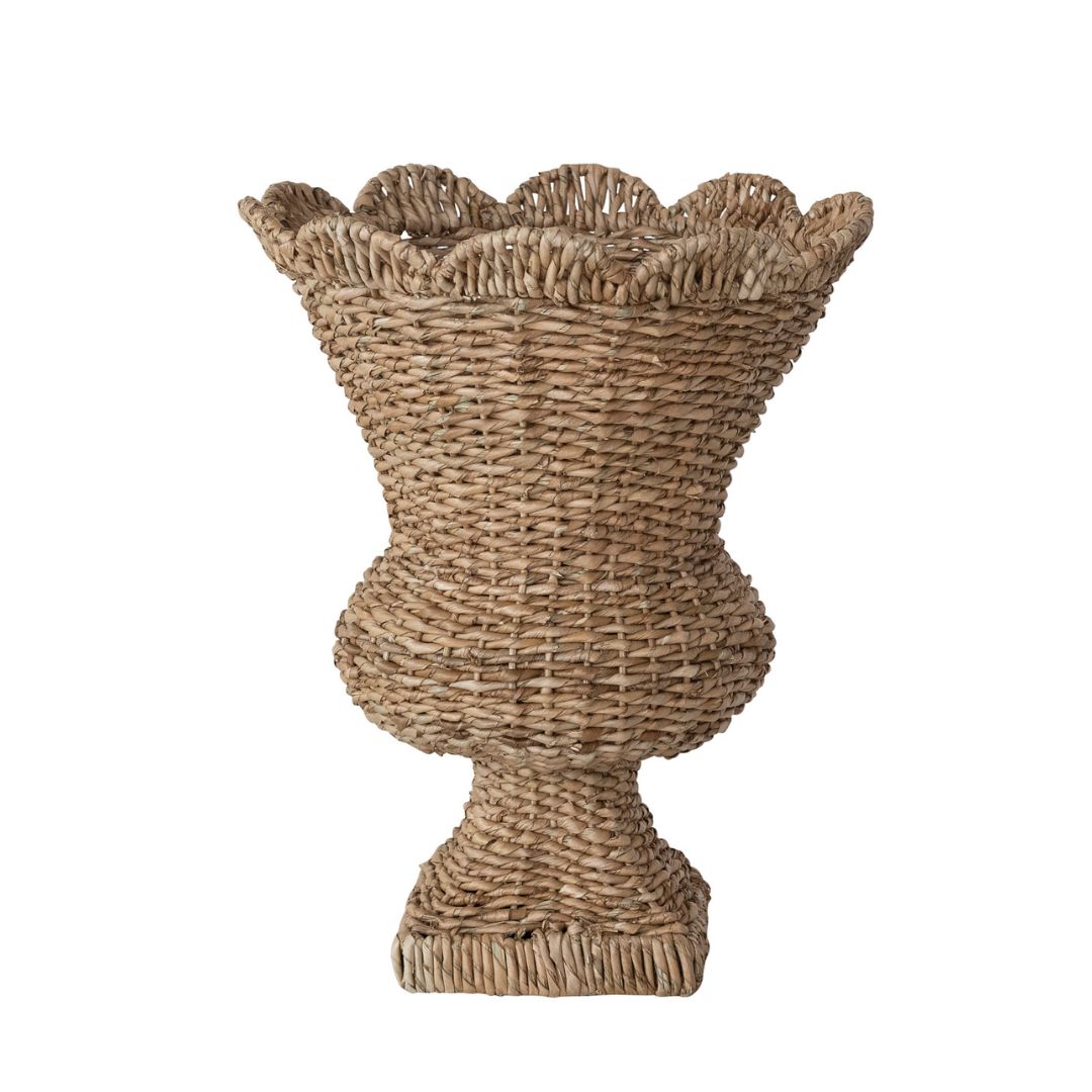 Hand-Woven Rattan Scalloped Urn
