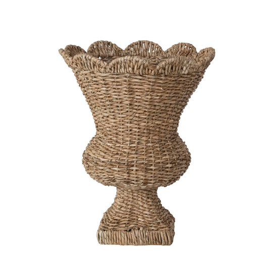 Hand-Woven Rattan Scalloped Urn