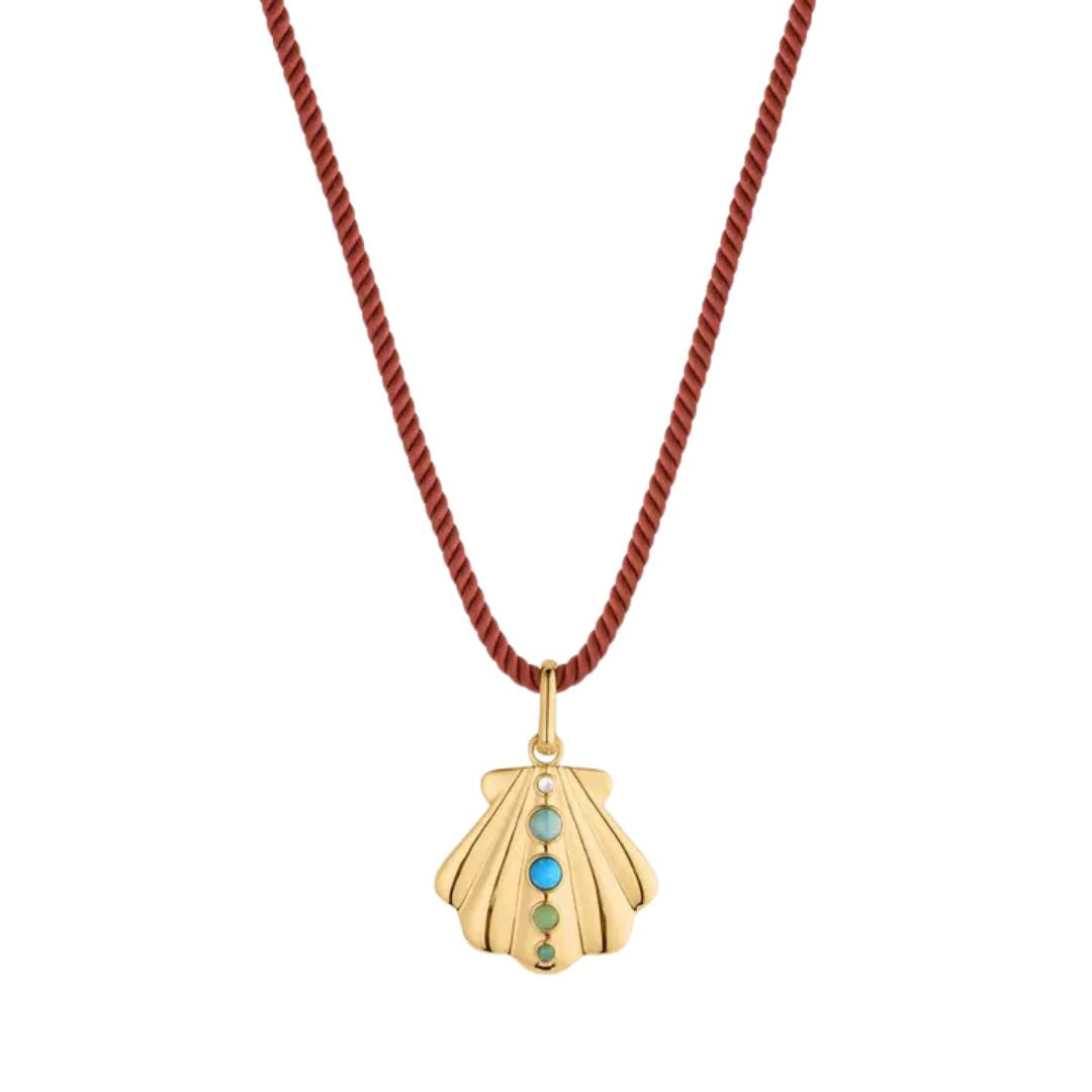 Maris Enamel Shell Cord Necklace