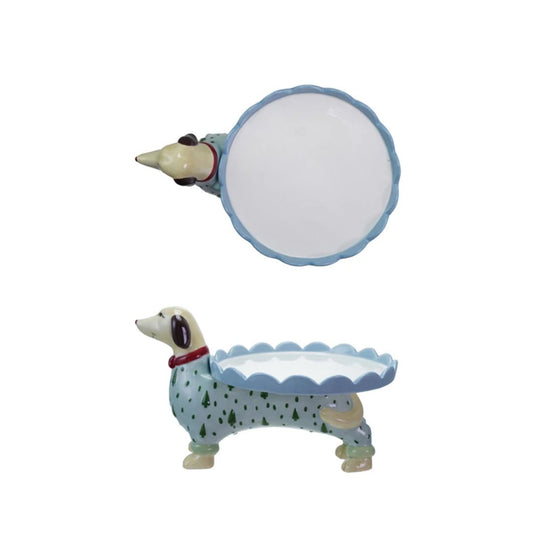 Stoneware Scalloped Dachshund Cake Stand
