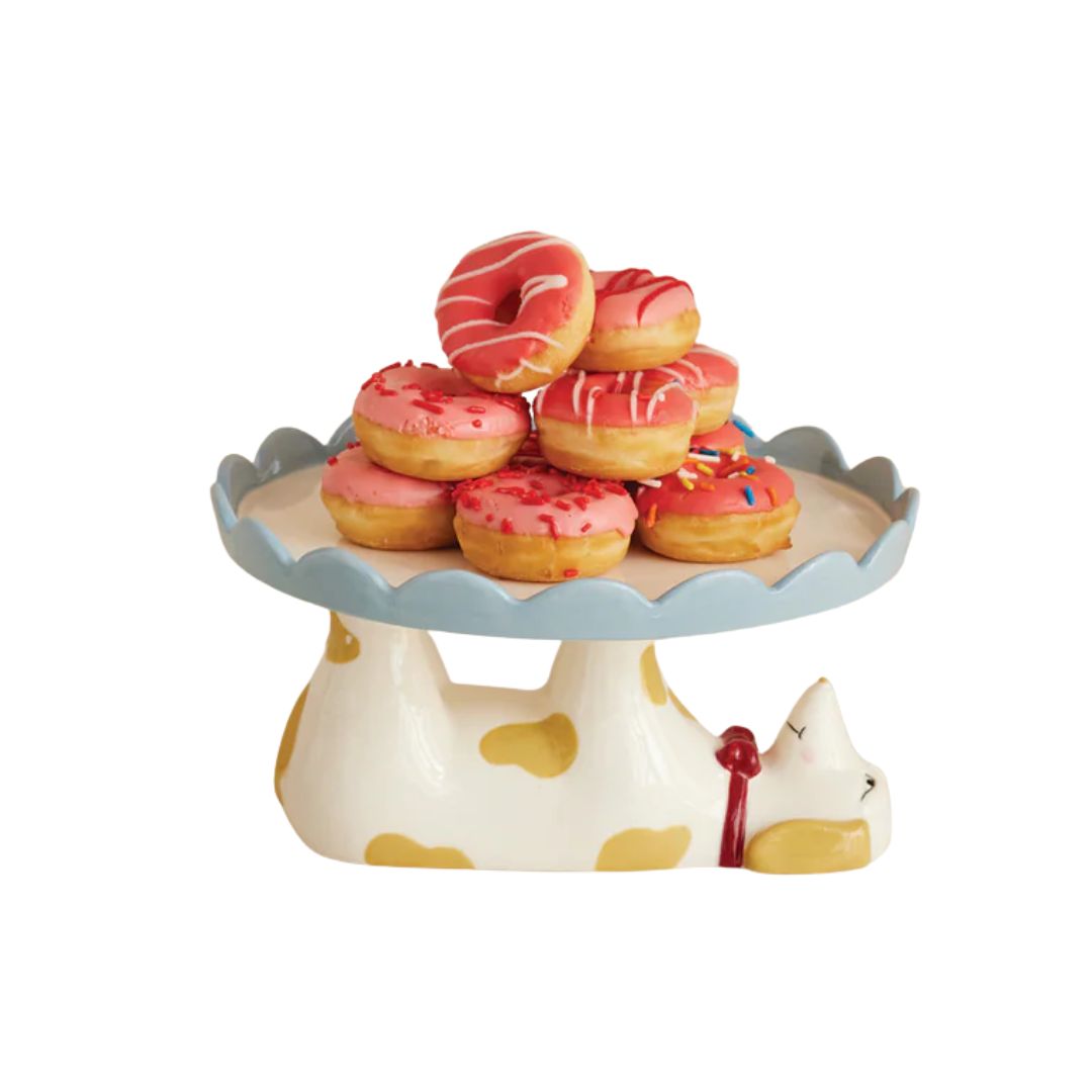 Stoneware Scalloped Dachshund Cake Stand