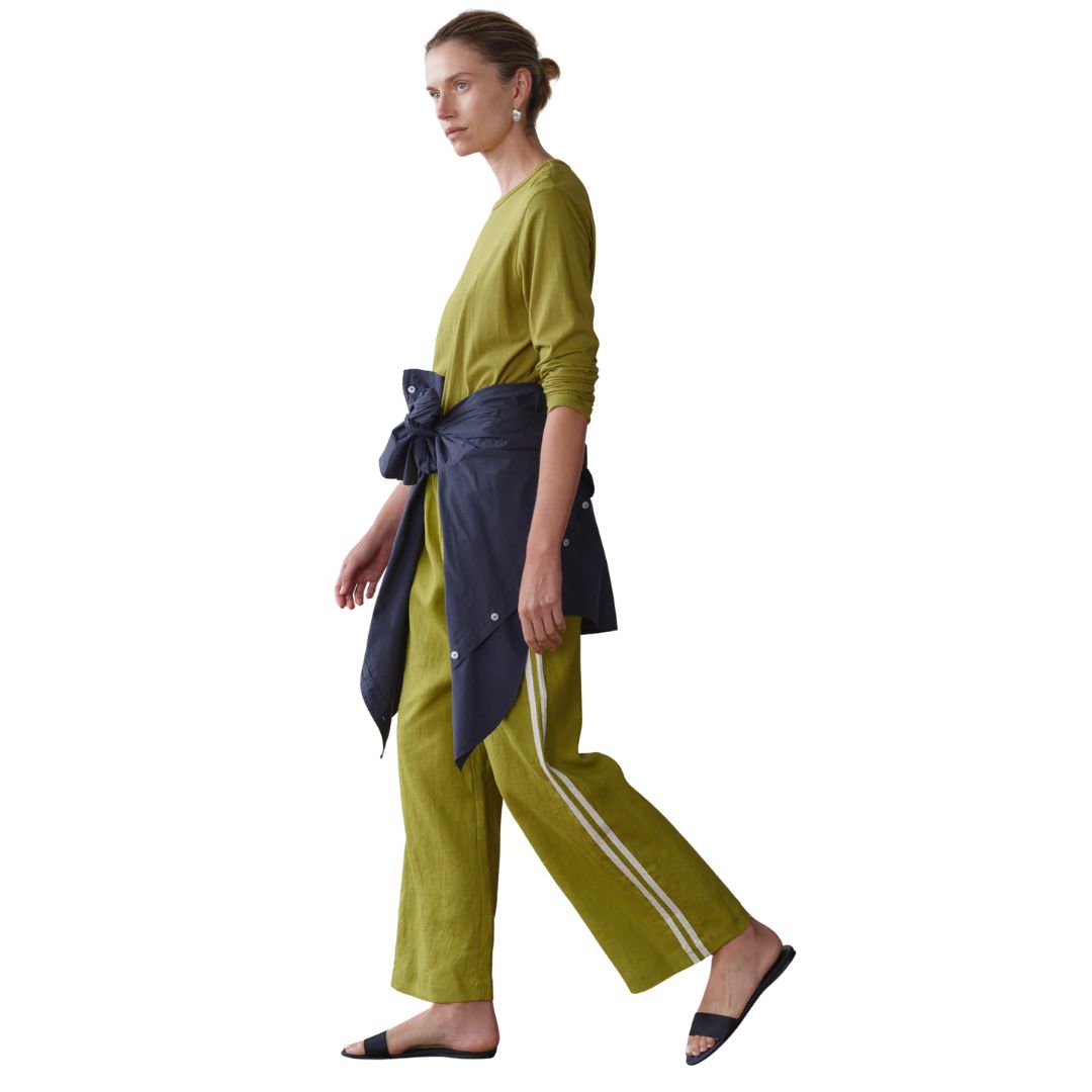 Donni Linen Crop Stripe Pant
