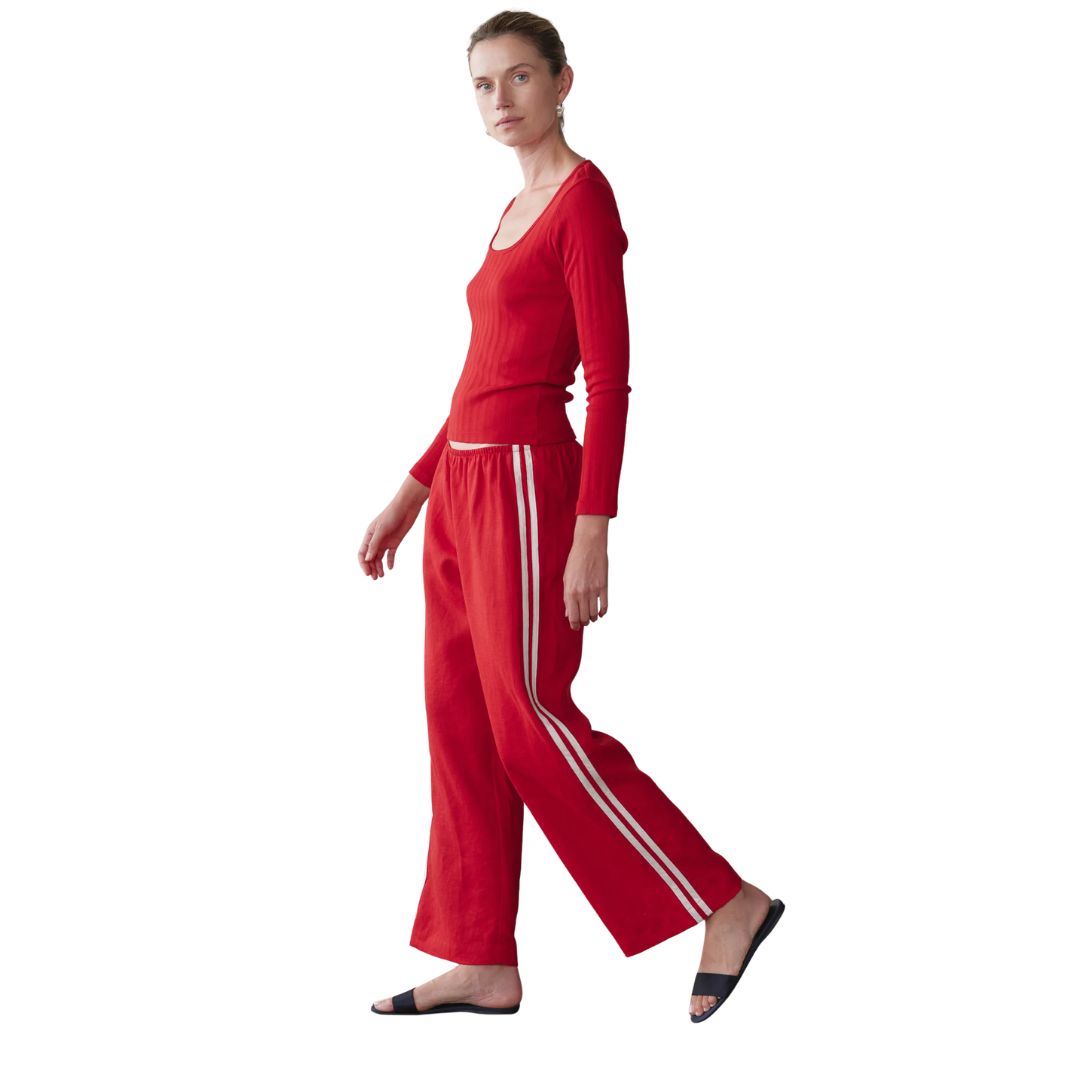Donni Linen Crop Stripe Pant