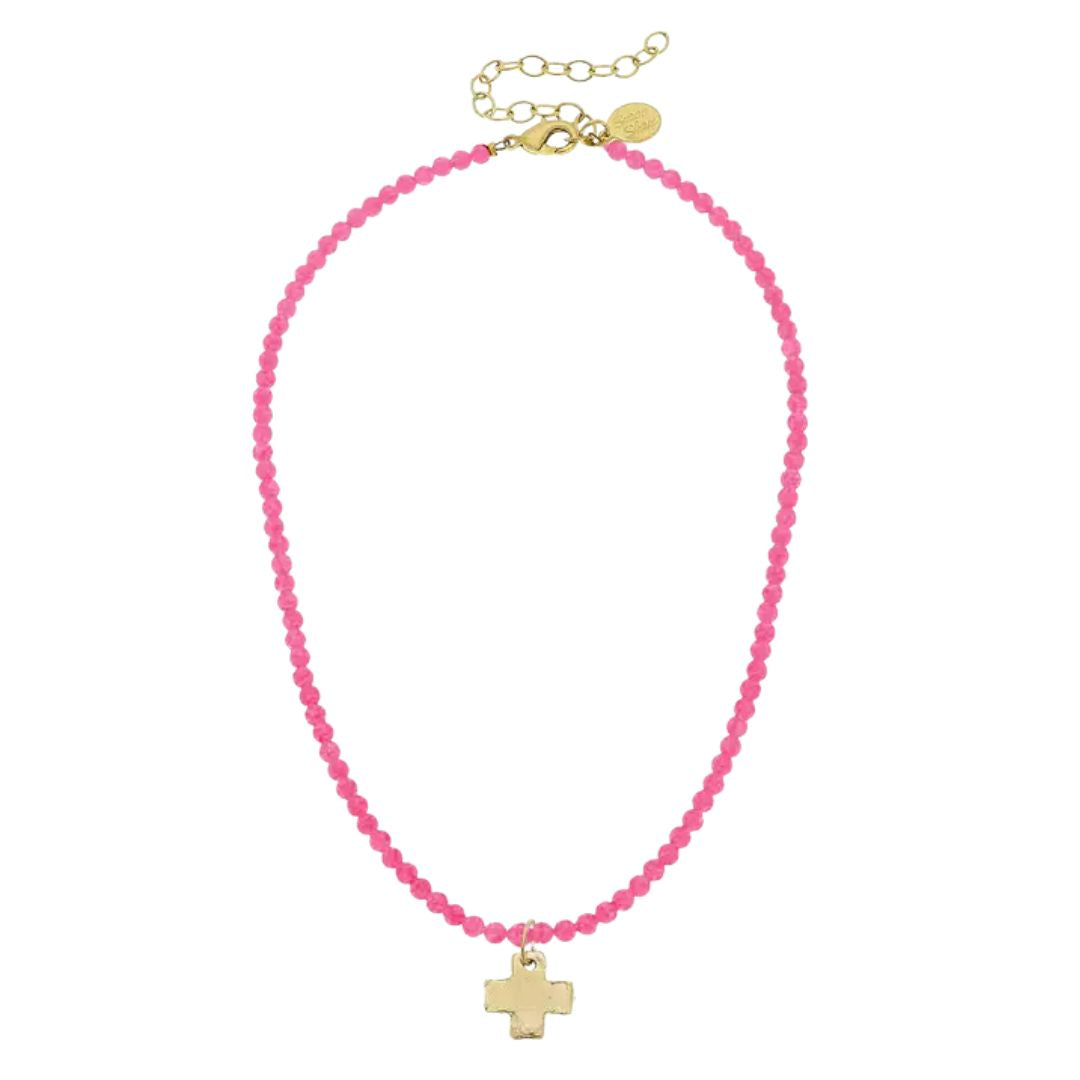 Gold Cross Beaded Necklace