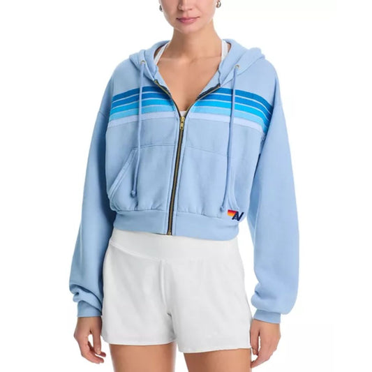 Aviator Nation 5 Stripe Cropped Hoodie
