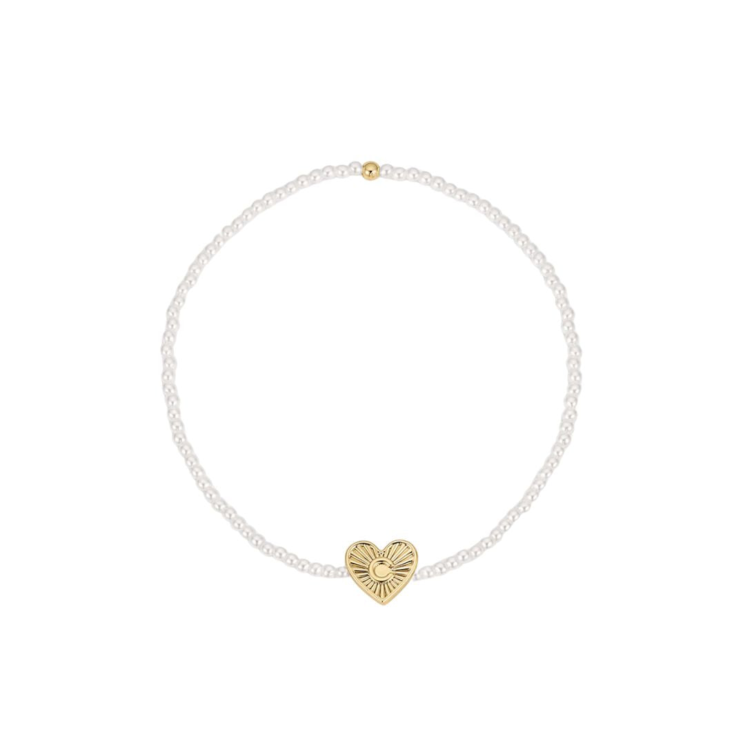 Pearl Vintage Heart Initial Bracelet