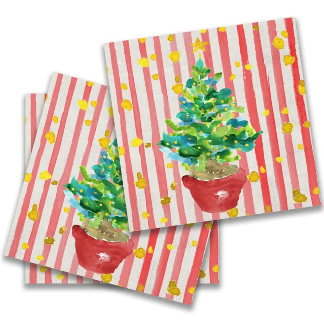 FG Red Potted Tree Holiday Napkins