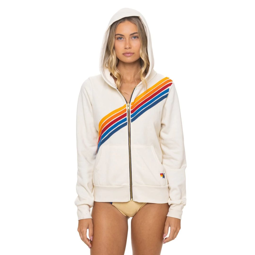 Aviator Nation Disco Zip Hoodie-Vintage White