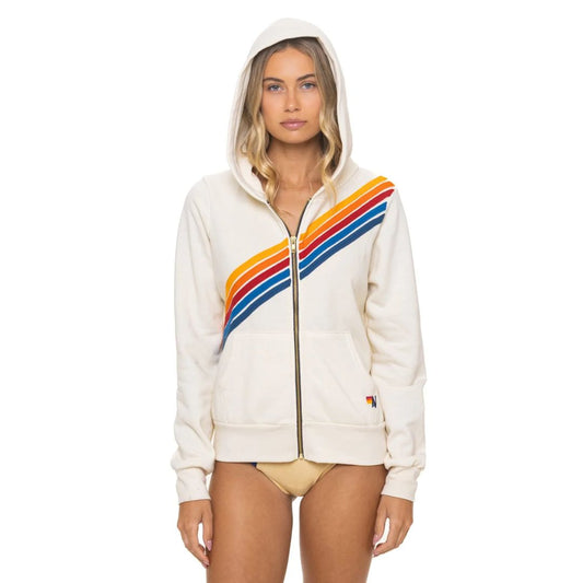 Aviator Nation Disco Zip Hoodie-Vintage White