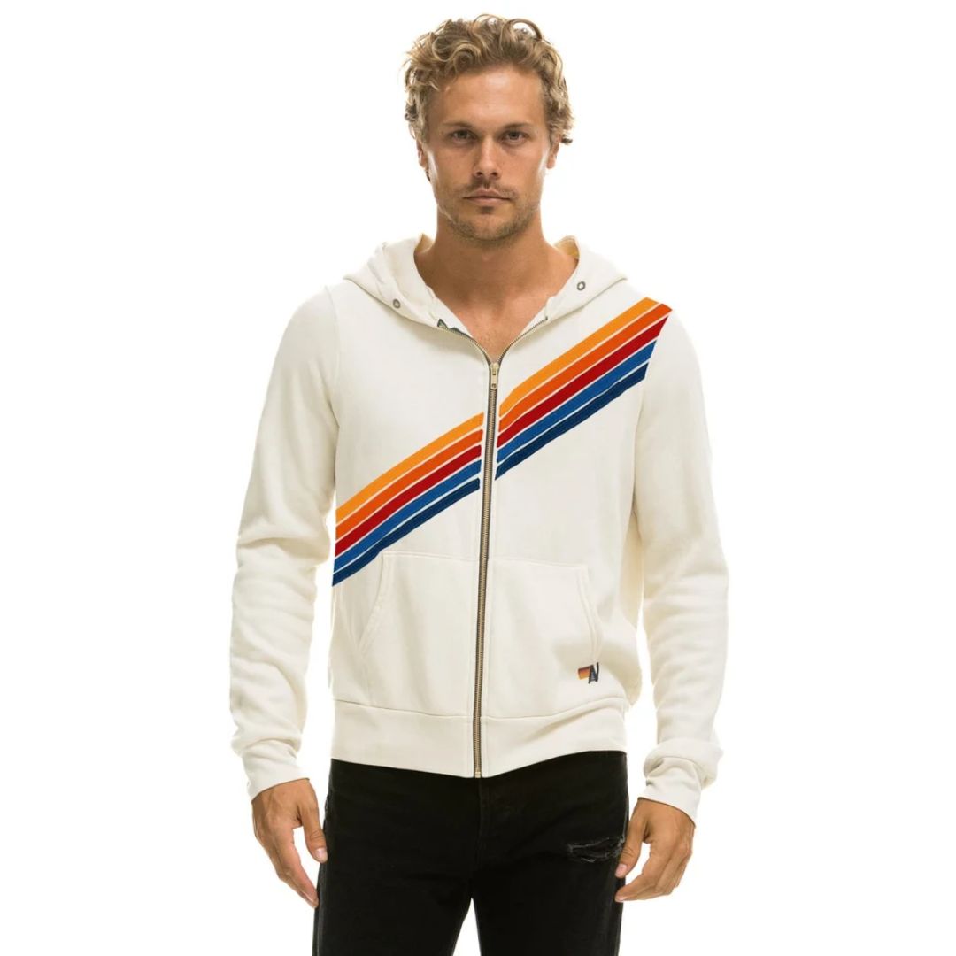 Aviator Nation Disco Zip Hoodie-Vintage White