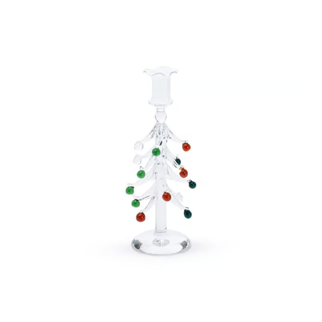 Holiday Tree Glass Taper Holder