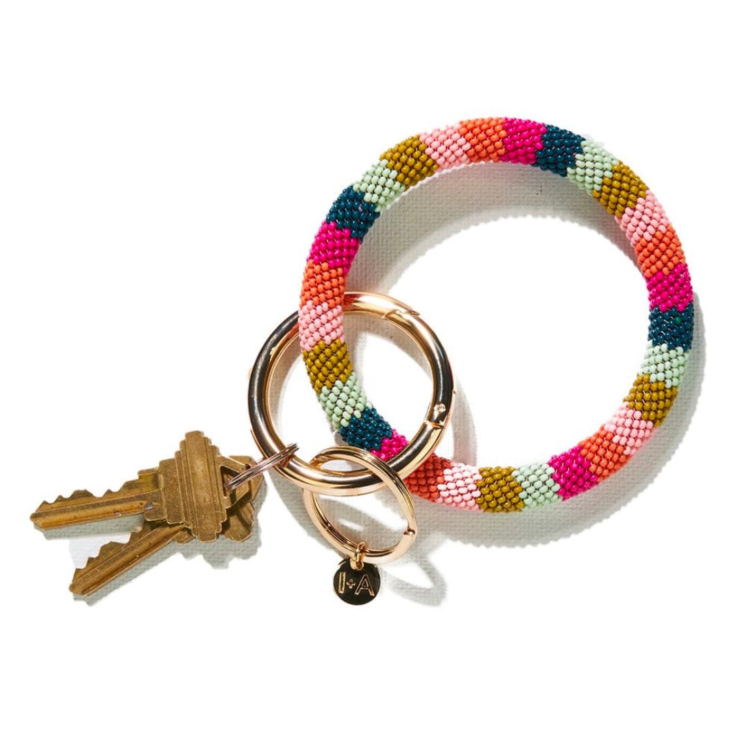 Chloe Stripe Beaded Key Ring Bracelet